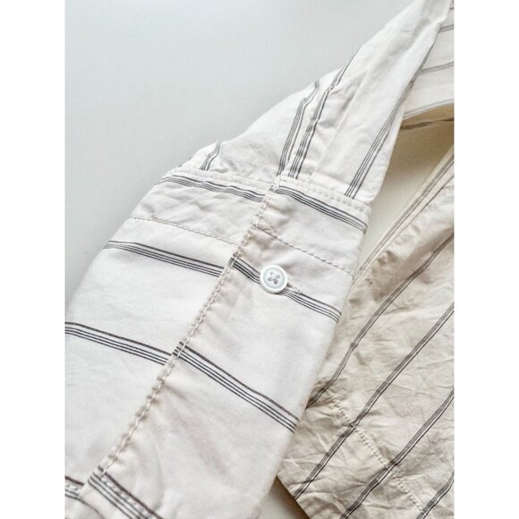 EVERLANE Ivory Striped Cotton Poplin Open Back Breeze Shirt Blouse, Size XS - Picture 10 of 16